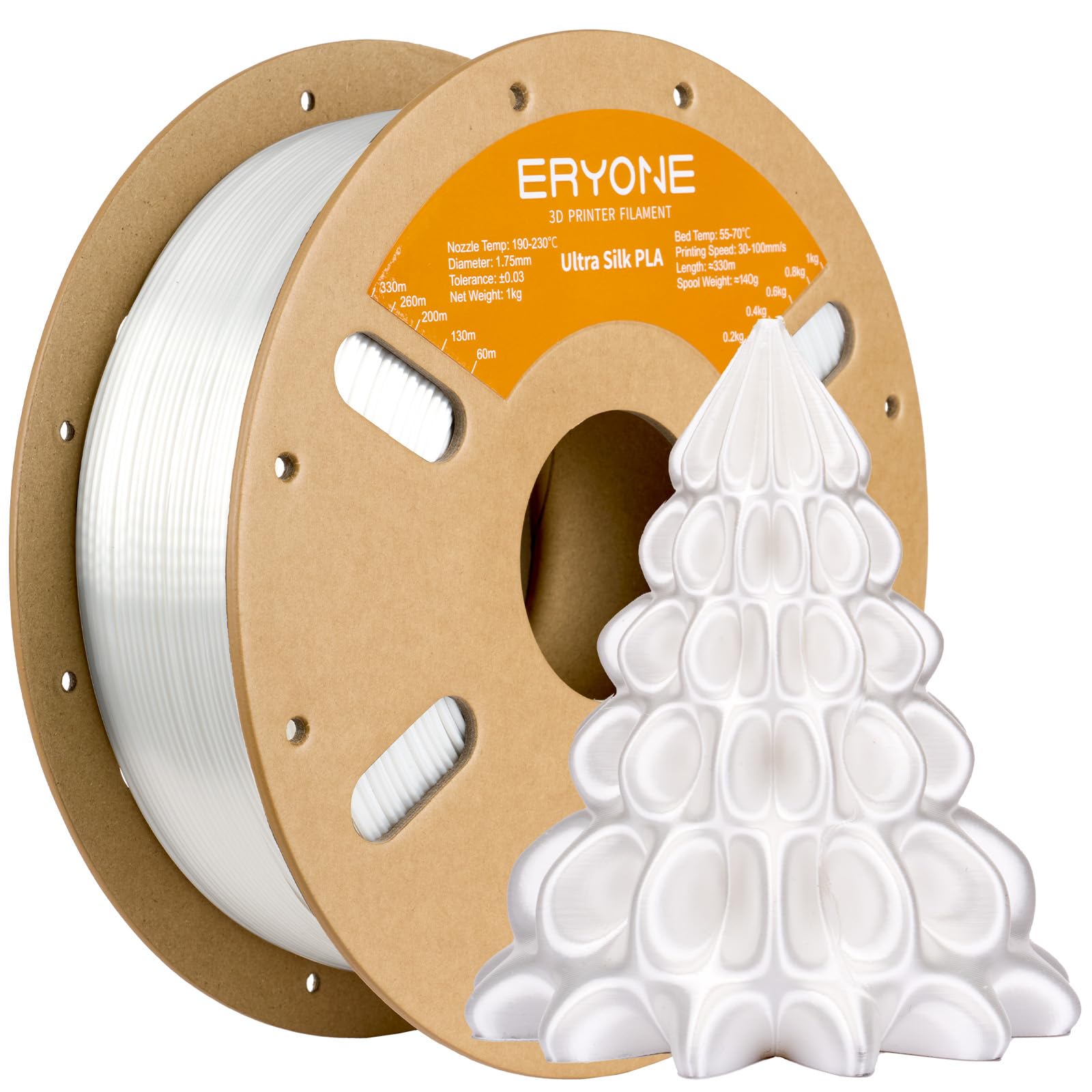 ERYONE Silk PLA+ Filament - Shiny Silver 3D Printing -20 ERYONE Silk PLA+ Filament - Shiny Silver 3D Printing -20