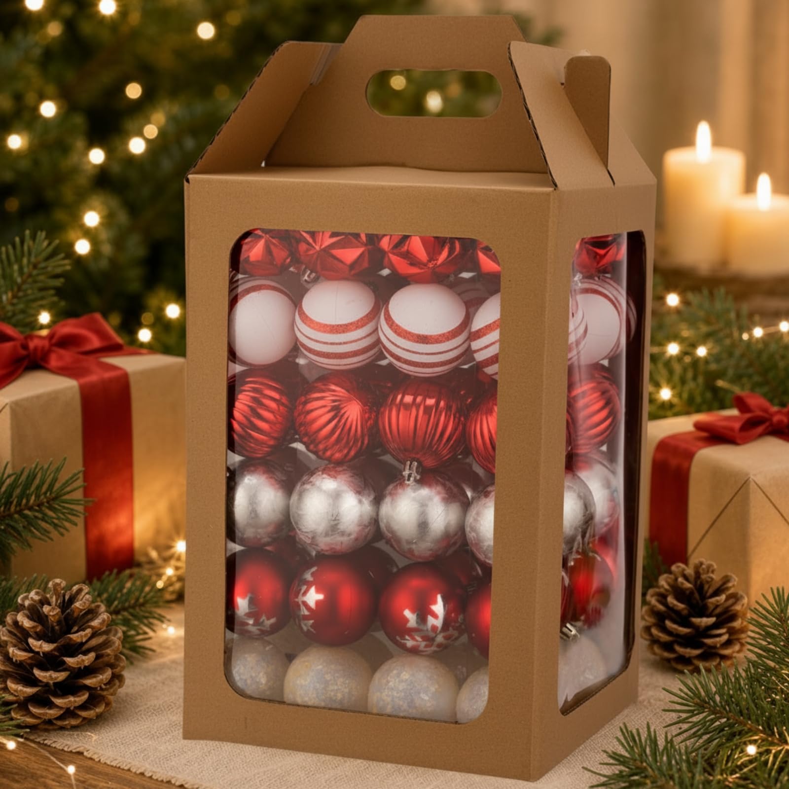 Festliche Christbaumkugeln Weihnachtskugeln Baumschmuck Kugelornamente Christbaumschmuck aus Polystyrol Bruchsicher mit Vielfältigen Oberflächen Und, 6 cm, Color to 1