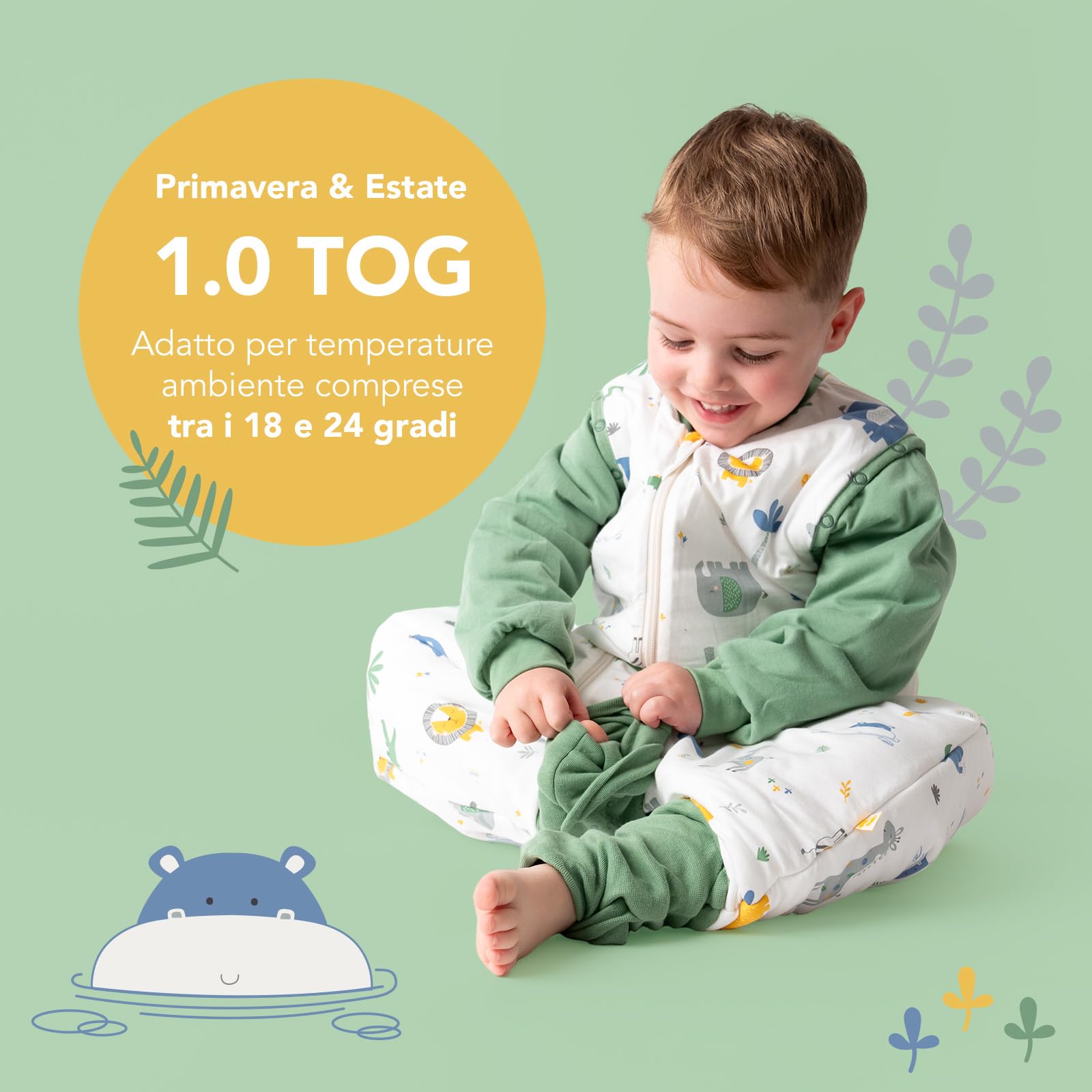 schlummersack Slumbersac Sacco nanna con piedini e maniche 1 Tog I Sacco nanna con gambe OekoTex | Sacco nanna cotone leggero