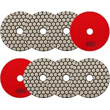 Dry Diamond Polishing Pads 4"/100mm - 8pcs Grit 400 Polish Pad Kit for Granite Marble Artificial Stone Quartz for Angle Grinder SANLEETEK
