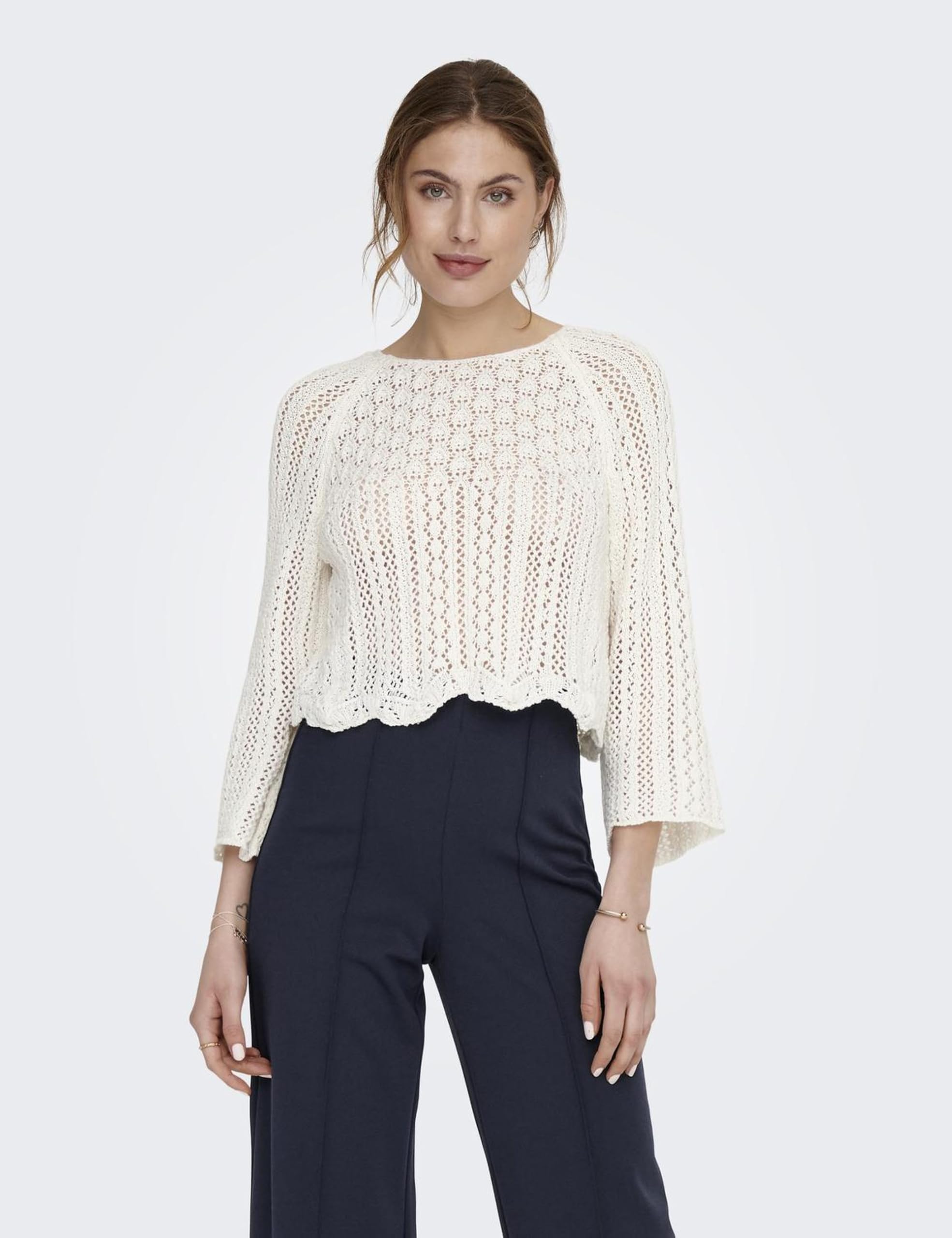 ONLY Damen Pullover ONLNOLA Life 3/4 - Regular Fit XS S M L XL Beige