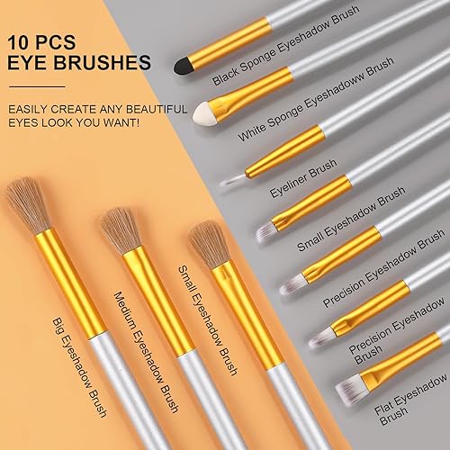 Miniatura 6 de VANDER Juego de 24 brochas de maquillaje sintéticas de alta calidad para base, sombra de ojos profesional, delineador de ojos, corrector de ojos