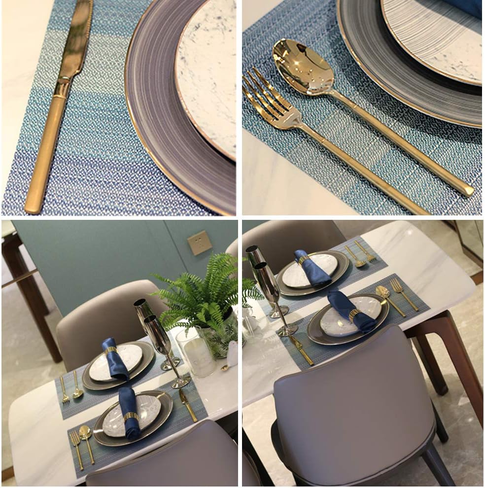 Tесh Dеаlѕ 🔥 Candumy Blue Placemats for Kitchen Table Set of 8,Heat Stain Non Skid Insulation Crossweave Woven Textilene Vinyl PVC Washable Tablemats for Dinner Table 70% оƒƒ Dіѕсоunt Candumy Blue Placemats for Kitchen Table Set of 8,Heat Stain Non Skid Insulation Crossweave Woven Textilene Vinyl PVC Washable Tablemats for Dinner Table