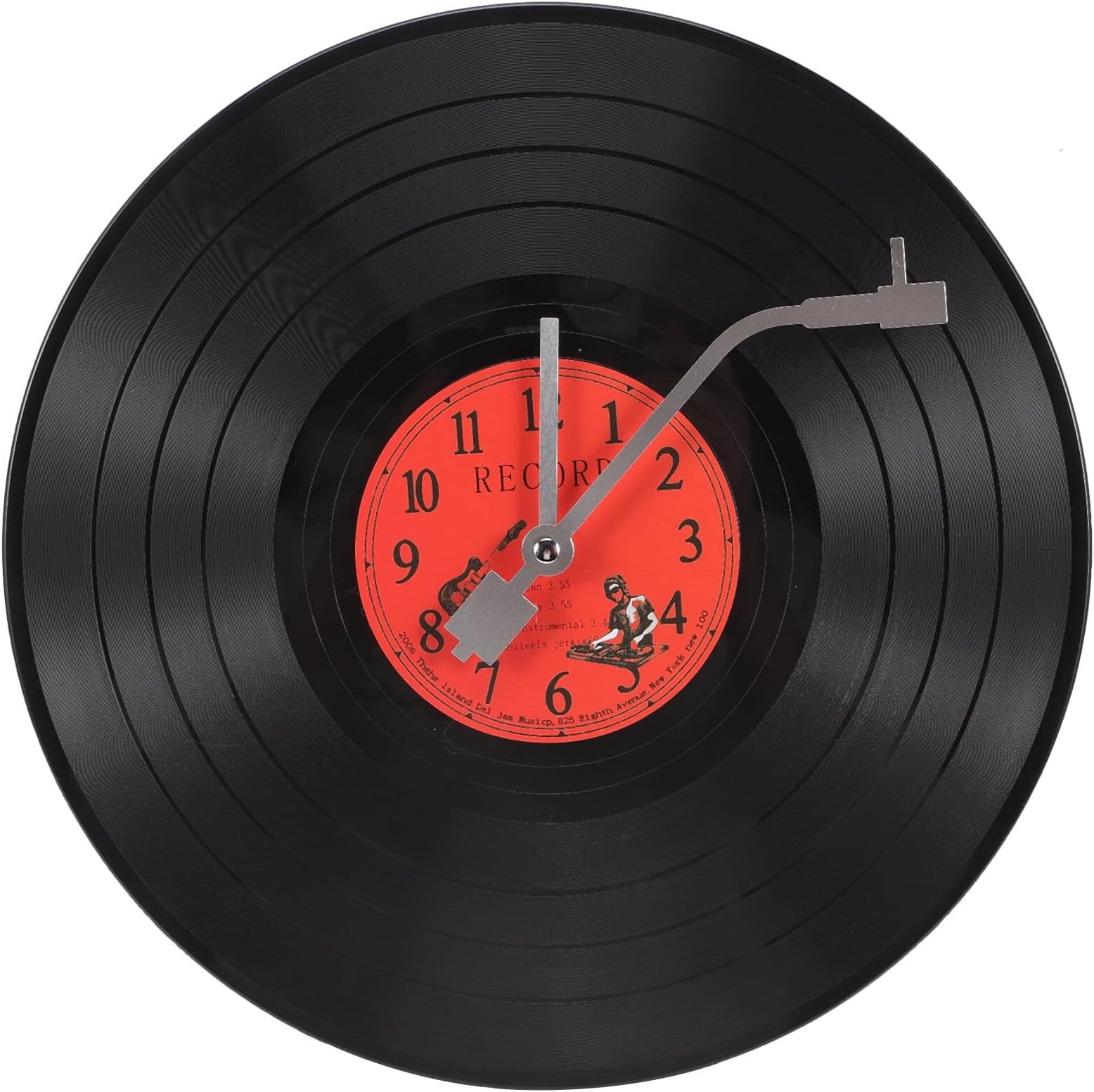 Musical Black Vinyl Record Wall Clock Battery Operated Music Room Decor Decoration Art Hanging Clocks- 11.81inch