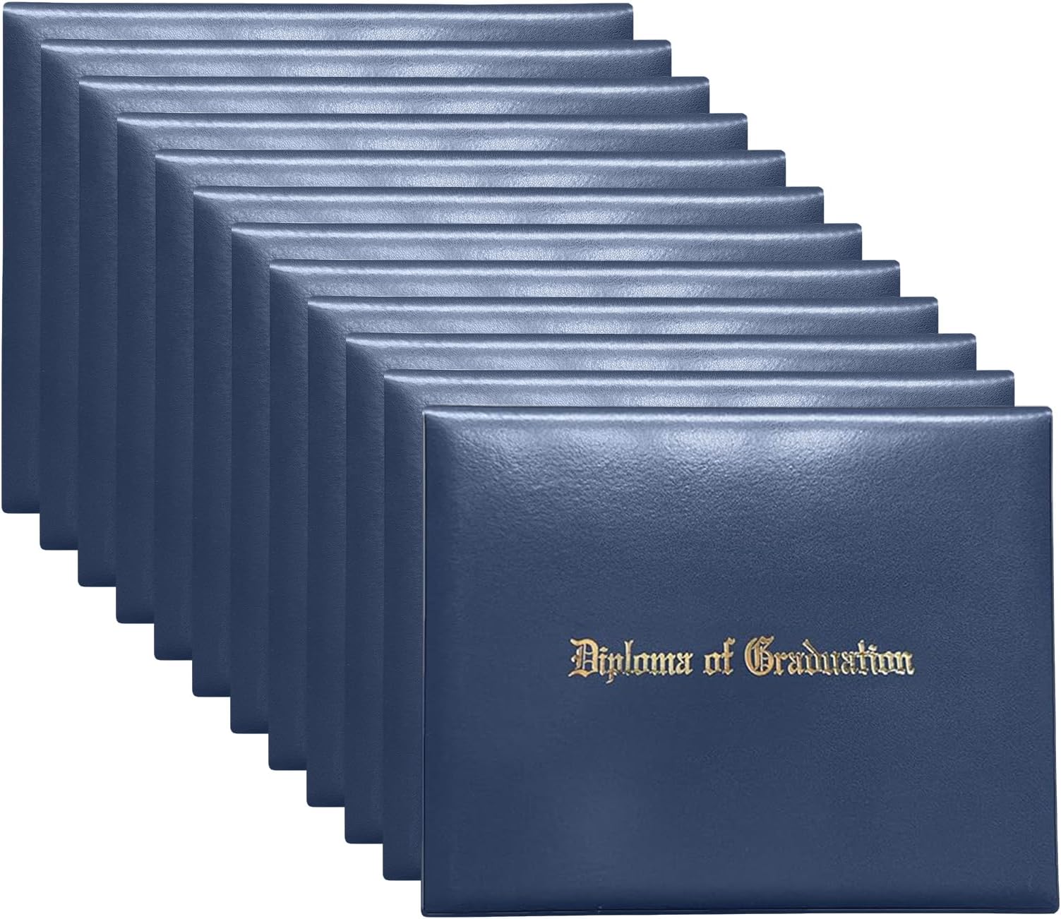 Happy Secret Imprinted Diploma Holder for 8.5"x11" Certificate - Graduation Cover with Smooth Leather, Navy, 12 Packs