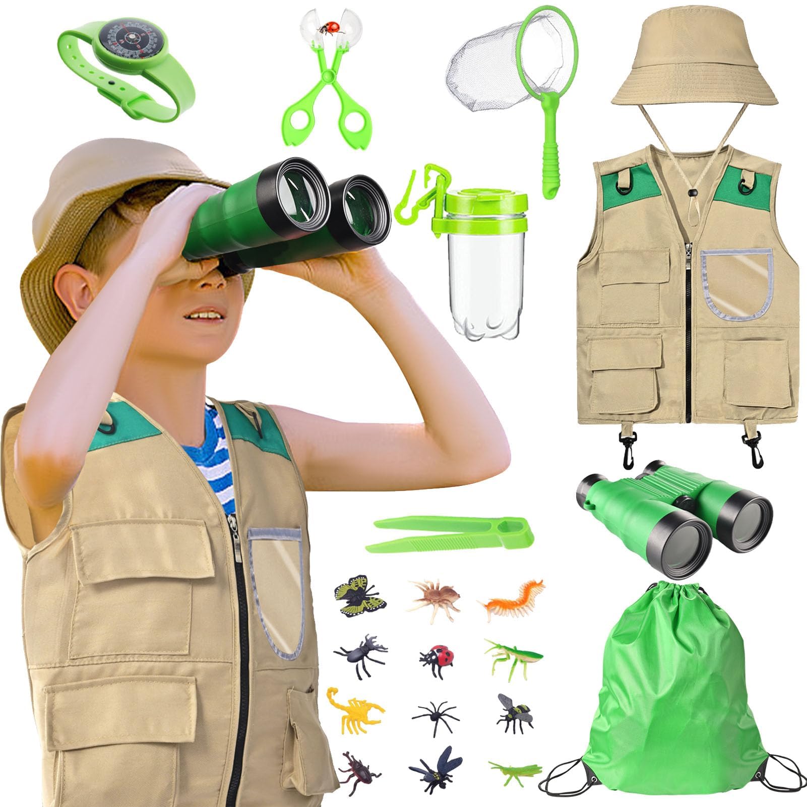 Maryparty Explorer and Safari Costume Vest and Hat Set Role Play-Great for Park Ranger Paleontologist Zoo Keeper Costume and Adventure