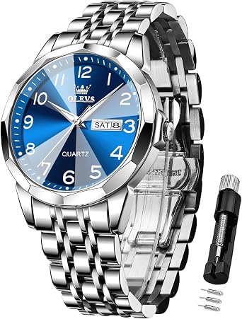 OLEVS watches men business dress analog digital quartz stainless steel waterproof luminous date luxury wristwatch men gift