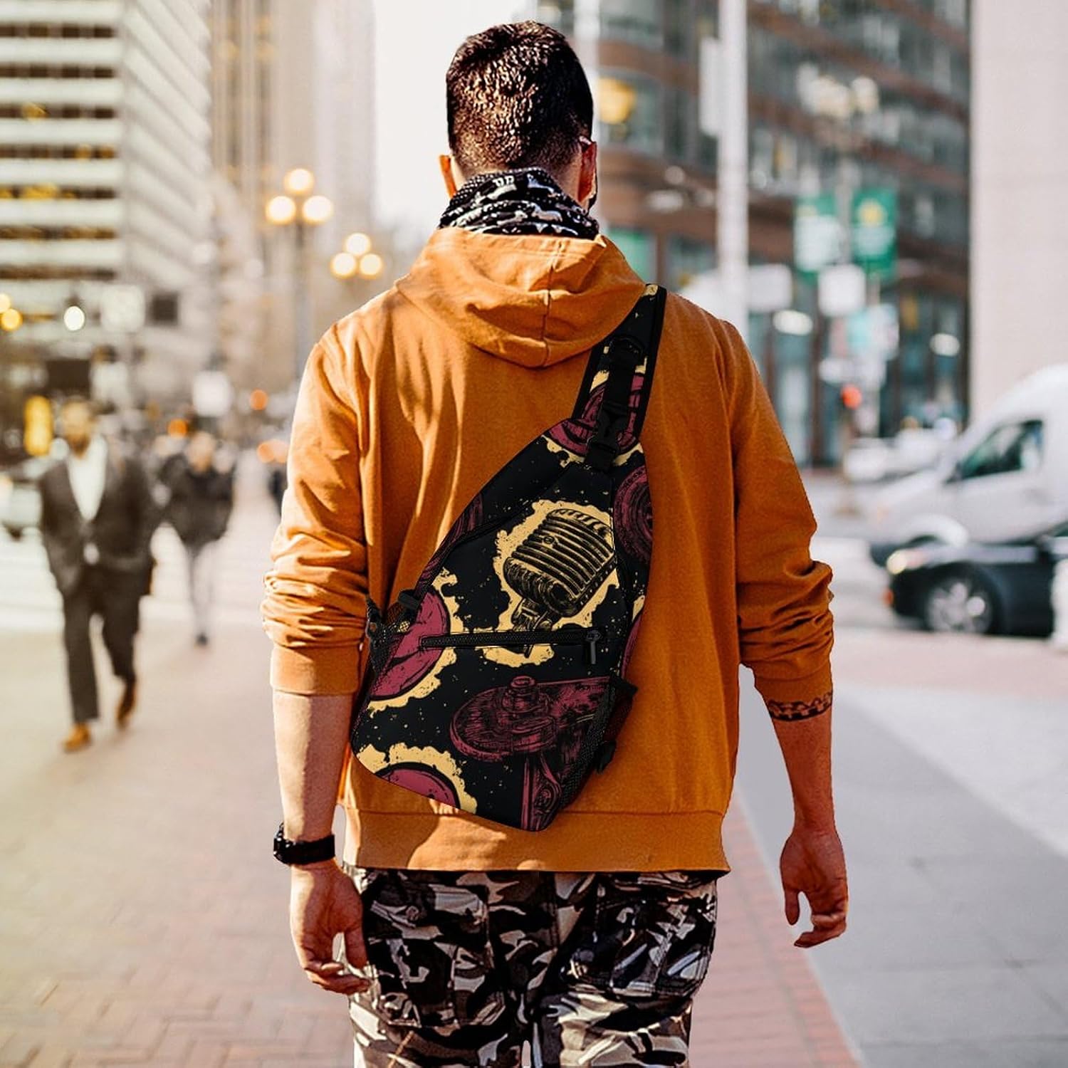 Art Stickers Sling Crossbody Bag Lightweight Chest Shoulder Backpack for Outdoor Sports