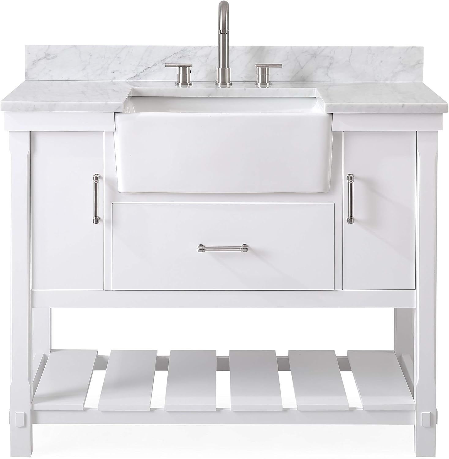 Benton Collection 42-Inches White Kendia Farmhouse Sink Bathroom Vanity - 7042-WT42RA
