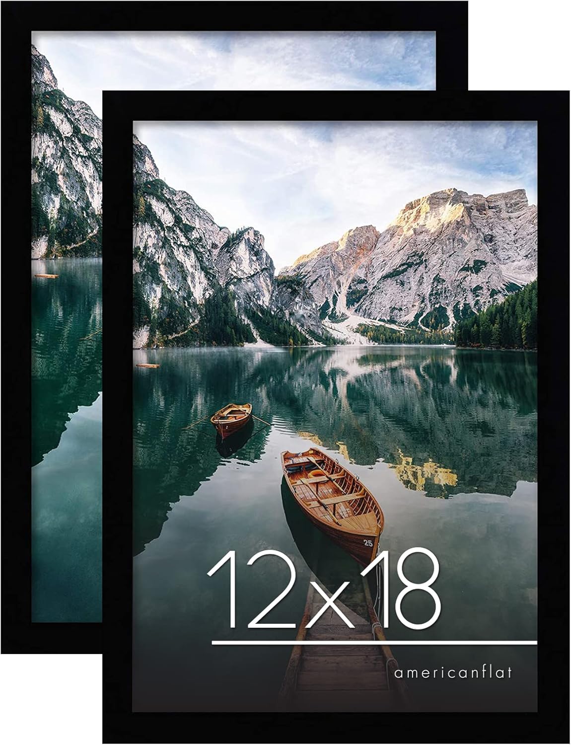 Americanflat 12x18 Picture Frames in Black - Set of 2 - Engineered Wood with Shatter Resistant Glass - Horizontal and Vertical Formats for Wall Black 12x18 2 Pack
