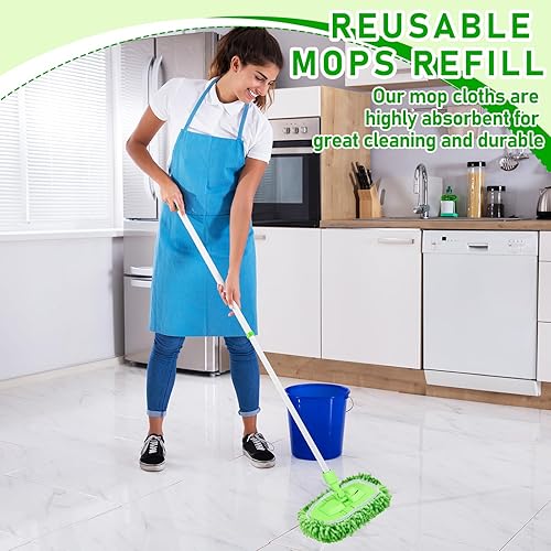 Miniatura 4 de 12 almohadillas reutilizables para fregona compatibles con Swiffer Sweeper Mop, almohadillas de microfibra reutilizables, cabezal de trapeador de