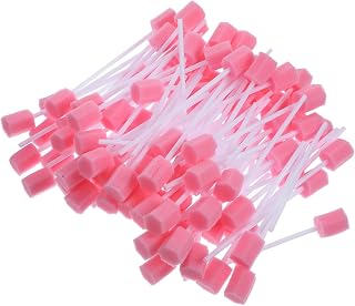 Healeved 100pcs Disposable Oral Swab Tooth Cleaning Sponge Mouth Sterilization Swabs Dental Swabsticks Oral Care Supplies (pink)