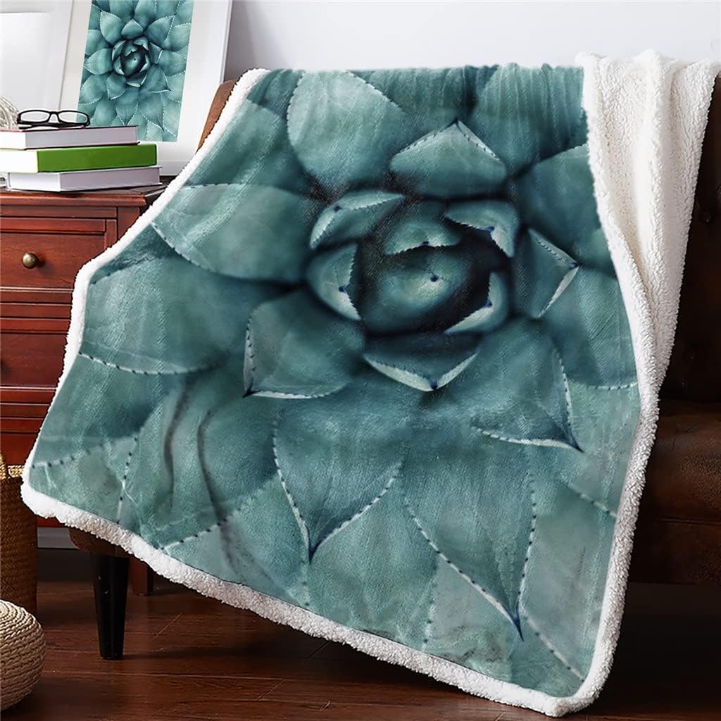 Succulent Plant Sherpa Blanket Thick Velvet Flannel Bedspreads Office Nap Throw Sofa Cover Bedding