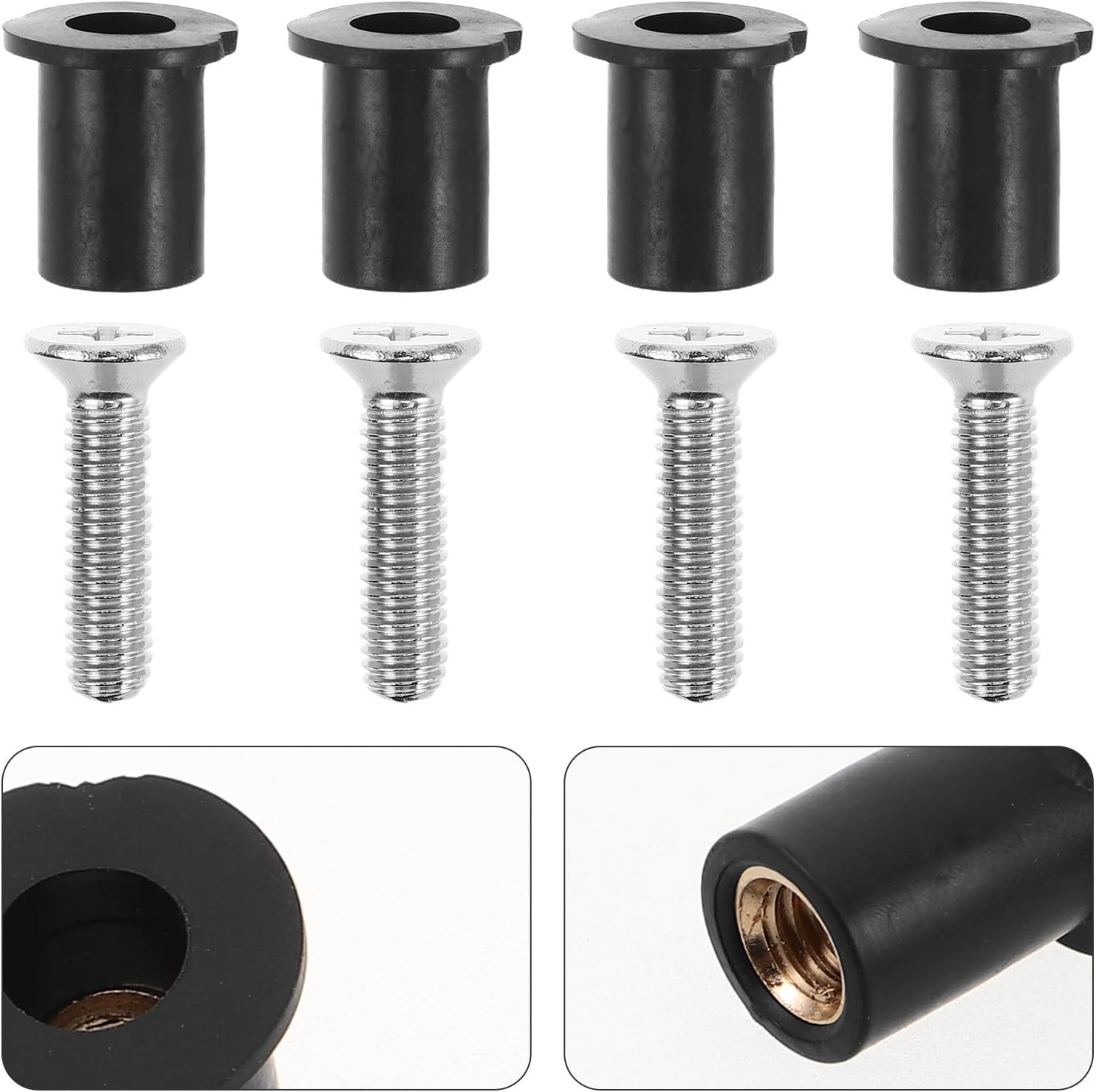 8sets Motorcycle Windshield Mounting Kit Rubber and Brass Screws and Nuts for Wind Deflector Fixing Windshield Hardware Easy Installation and Secure Fit