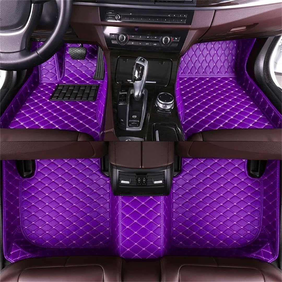 Custom car Floor mats Suitable for 98% car Truck SUV,car mats All Weather Personalized,Full Coverage Luxury Car Mats, Anti-Slip Leather Floor mats.Floor Liner Car Accessories (Purple)