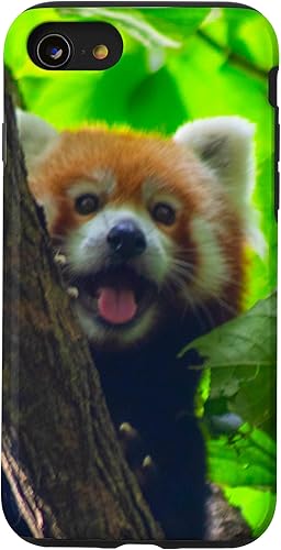 Funda de regalo para iPhone SE (2020) 7 8, diseño de panda, color rojo Funda de regalo para iPhone SE (2020) 7 8, diseño de panda, color rojo