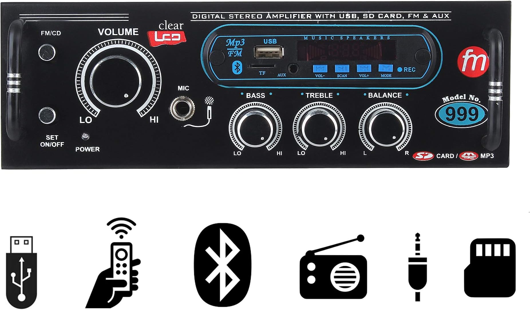 Gadget Deals Amplifier with Bluetooth, FM & USB Player with Mic Slot 2 Channel Amplifier