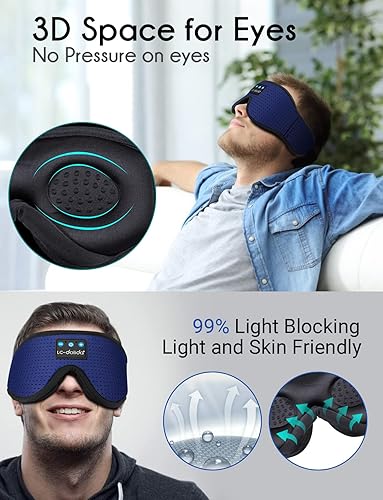 Miniatura 4 de LC-dolida Auriculares para dormir, antifaz de sueño Bluetooth inalámbrico con música, audífonos para dormir de lado, máscara de dormir con