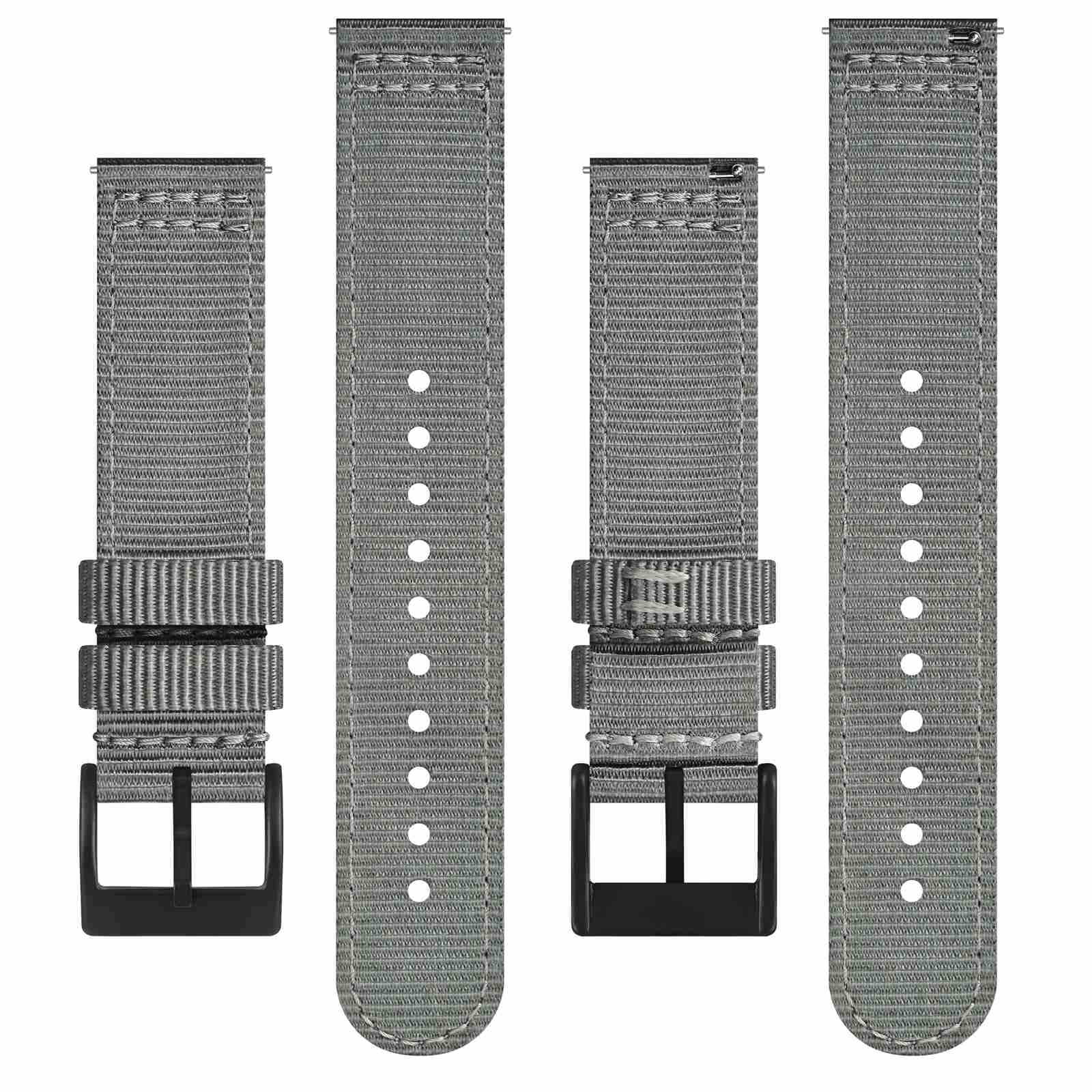 BISONSTRAP Cinturini in Nylon da Uomo, Cinturino per Orologi Militari, Sgancio Rapido, Fibbia Spazzolata, Larghezza Cinturino 18mm 19mm 20mm 22mm