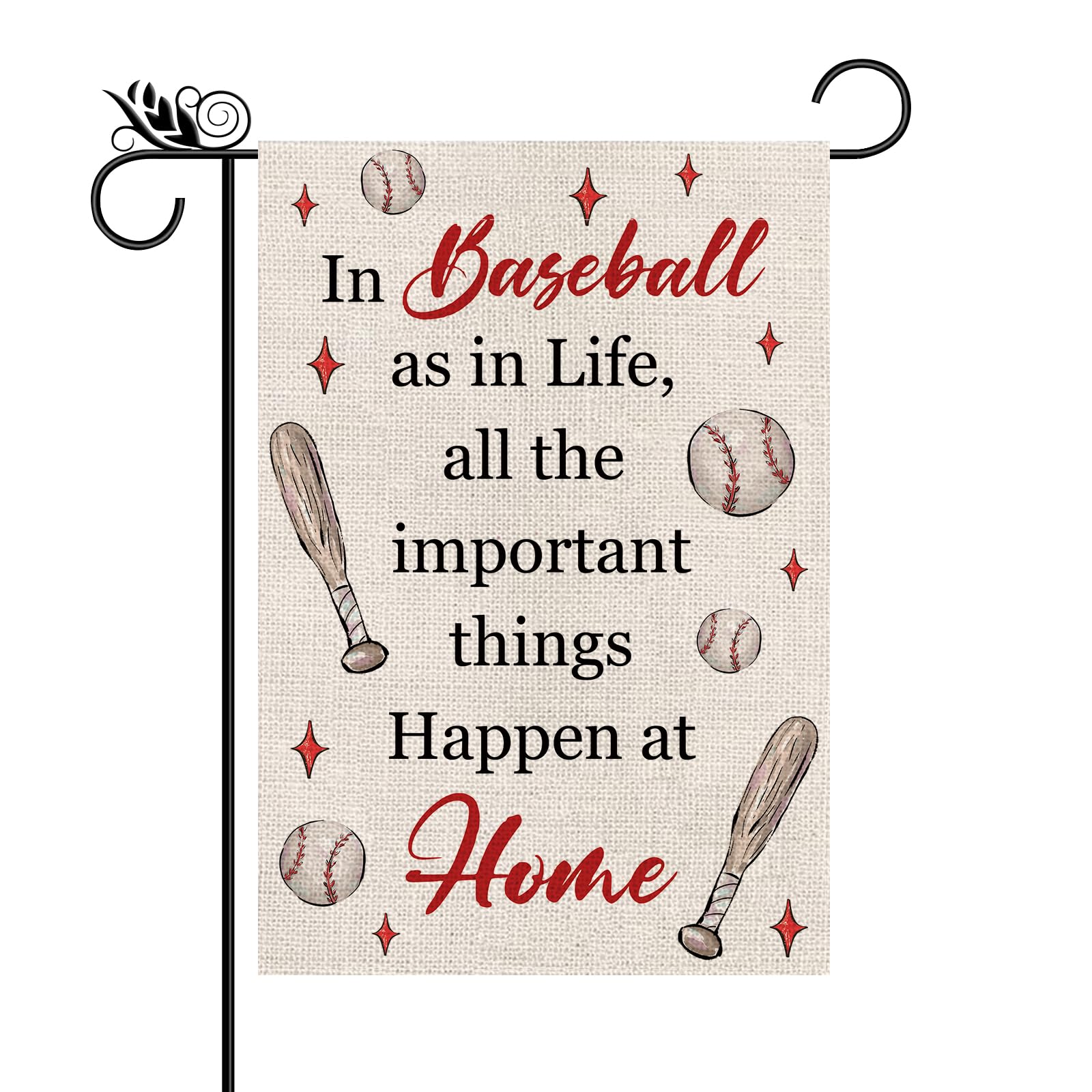 Baseball Garden Flag Vertical Doubled Sided Burlap Bat Ball Sport Home Yard Outdoor Decor 12.5x18 Inch