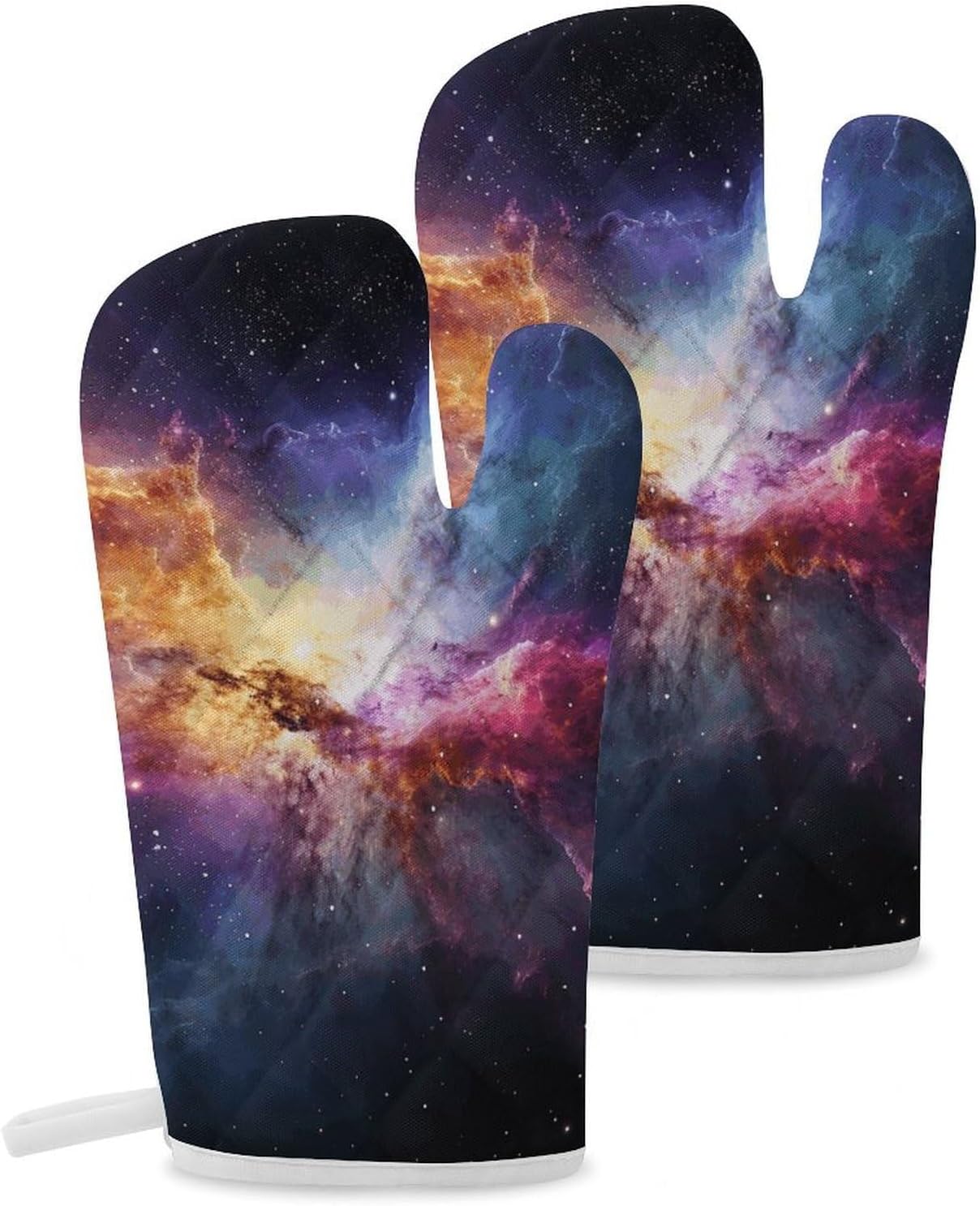 2 Pcs Oven Mitts Heat Resistant Kitchen Gloves Soft Safety Nebula and Galaxy in The Universe Oven Glove for Microwave, Barbecue