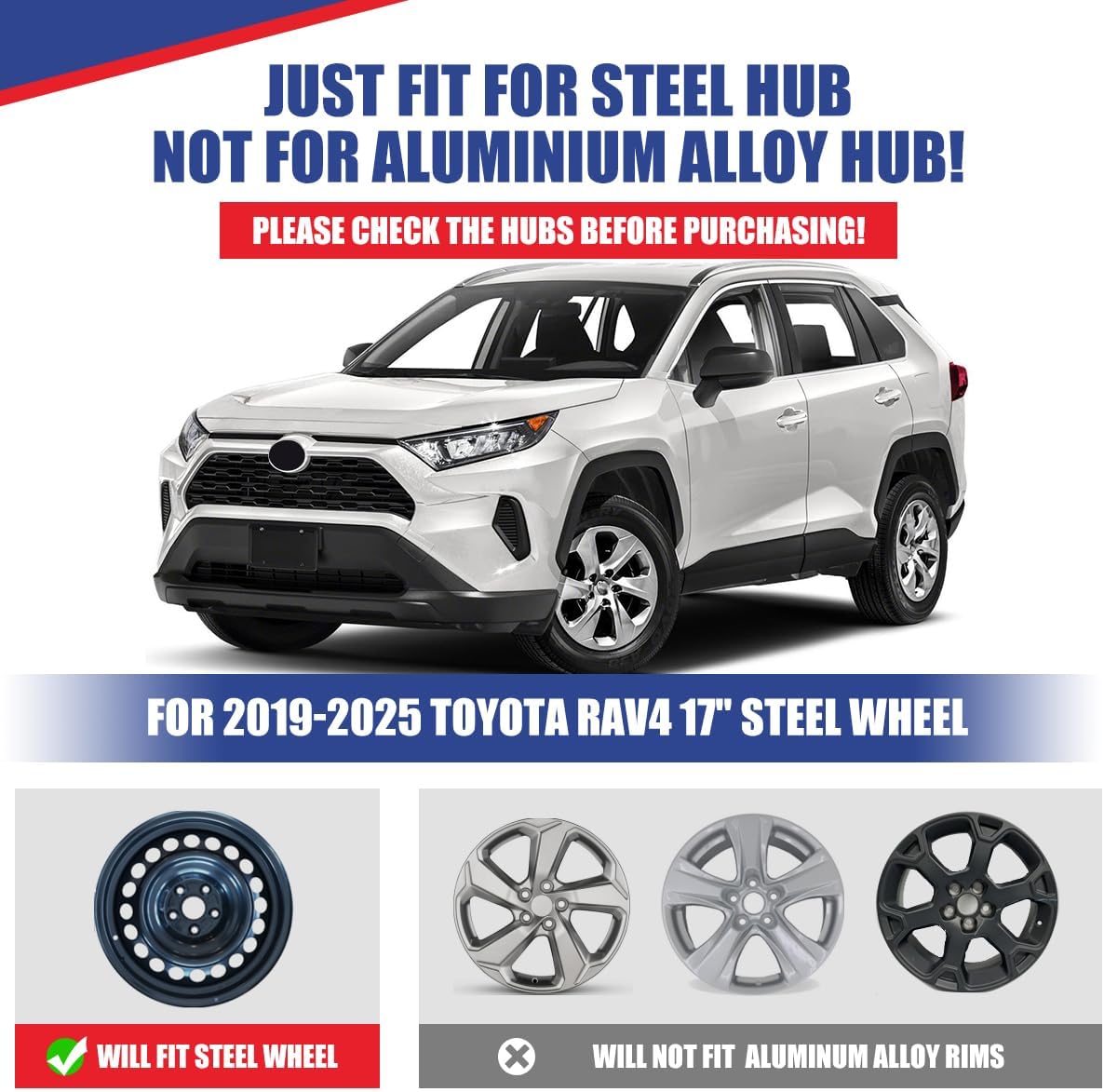 AUTOWIKI 17" Hubcaps Chrome 4-Pack for 2019 2020 2021 2022 2023 2024 2025 Toyota Rav4 Stylish Outlook OEM Replacement 17-Inch Chrome Wheel Rim Covers for 2019-2025 Toyota Rav4