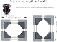 Vista 4 de Base ajustable multifuncional para lavadora Soporte de secadora Antivibración ajustable de 17.7 a 27.5 pulgadas, bandejas de piso para refrigerador