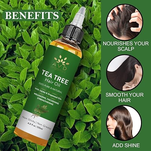 Miniatura 5 de Aceite de árbol de té para cabello 4.05 onzas líquidas  Con aceites de jojoba y semilla de uva  Alivia la picazón del cuero cabelludo y combate la