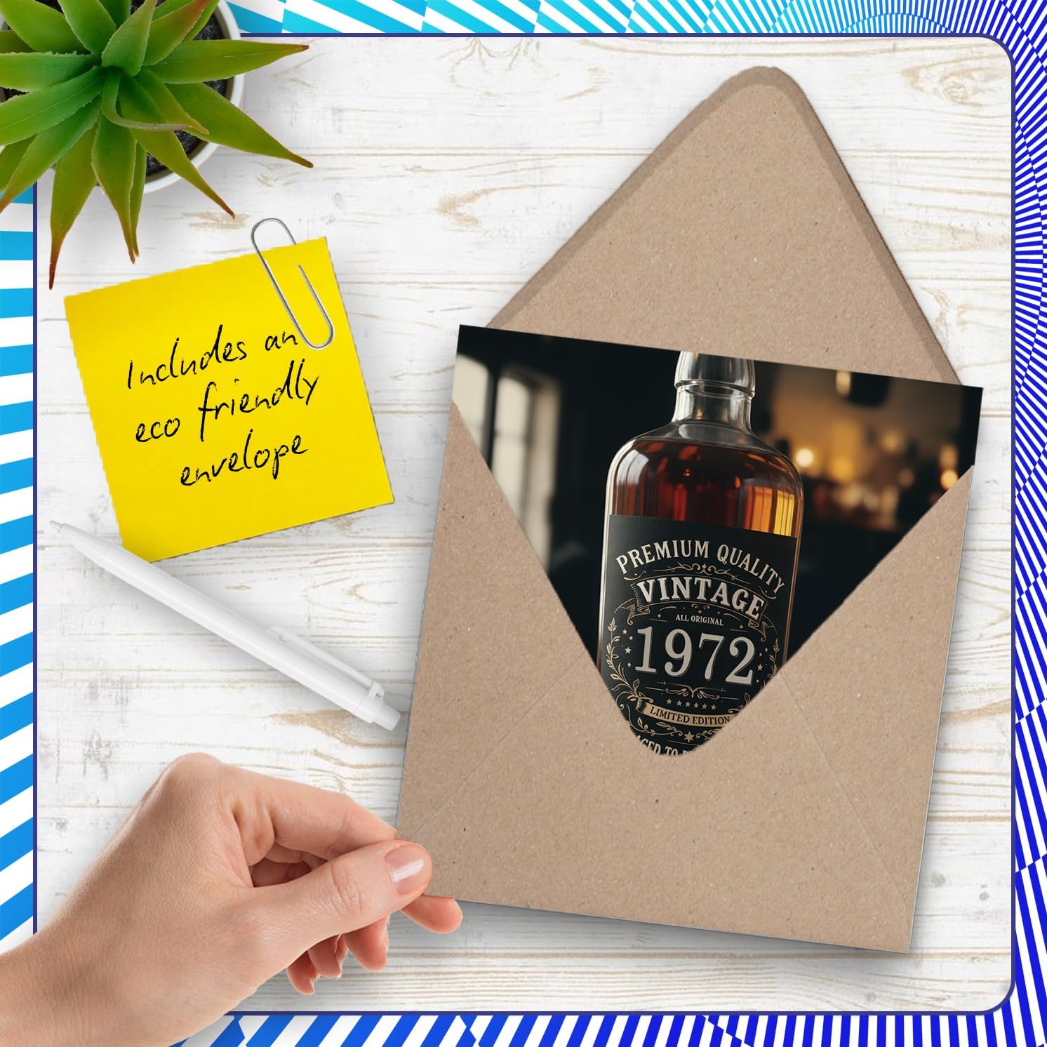 Stuff4 54th Birthday Card for Women Men - Vintage Whiskey Bottle - Happy 54 Birthday Cards for Nanny Grandma Colleague Dad Neighbor Daughter, 5.7 Inch Bday Greeting Cards