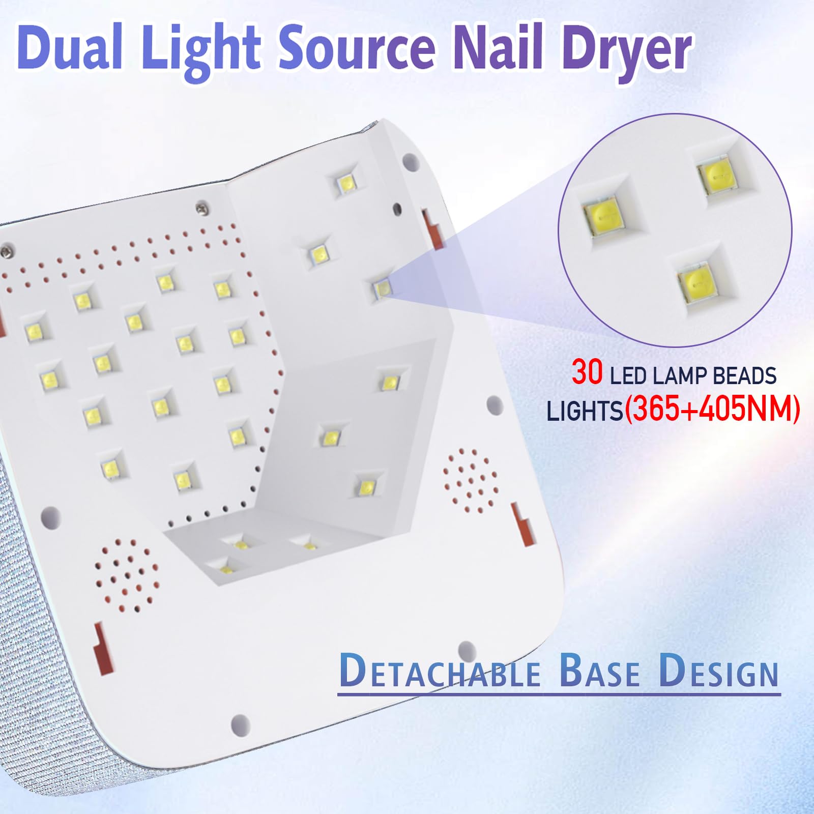AZ GOGO Lámpara de uñas profesional recargable, 72W Lámpara UV/LED para uñas, secadora de uñas para gel, 3 temporizadores (30/60/99s) con strass, ideal para manicura en casa o salón