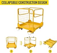 Vista 4 de Jaula de seguridad para carretilla elevadora de 1200 libras, plataforma de trabajo de carretilla elevadora de 36 x 36 pulgadas, con 4 ruedas, cesta