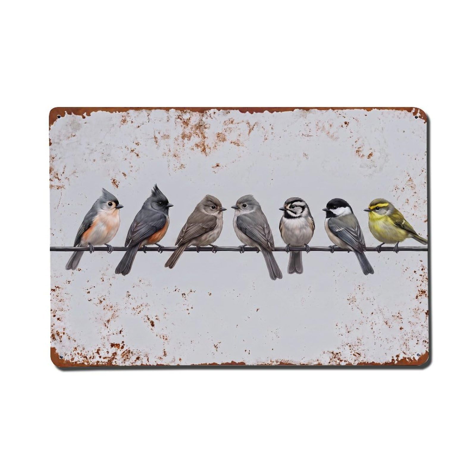 Vintage Retro Birds Titmouse Metal Tin Sign