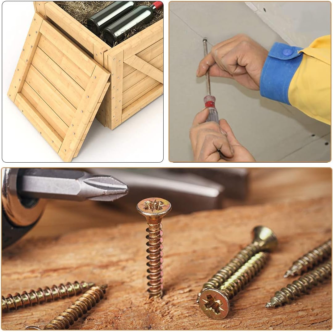 Wood Screws,Flat Head Screws for Wood Zinc Galvanized Small Screw,M3*25mm 100 PCS and 20 PCS Screw Anchors for Furniture Woodworking - Image 4