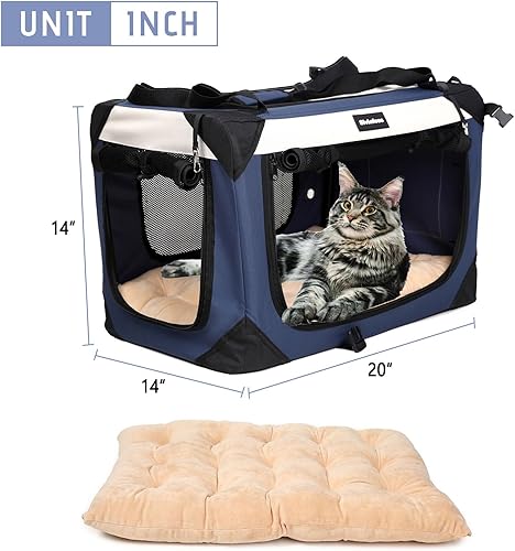 Miniatura 22 de Transportador grande para gatos, jaula de viaje plegable para perros, portátil, de lados suaves, con alfombrilla de felpa súper suave y cálida