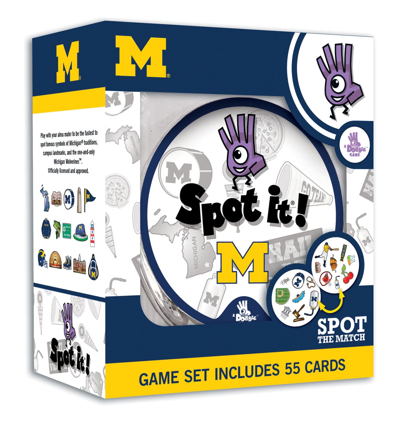 MasterPieces Game Day - NCAA Michigan Wolverines Spot It Game For Kids, Adults, and Family