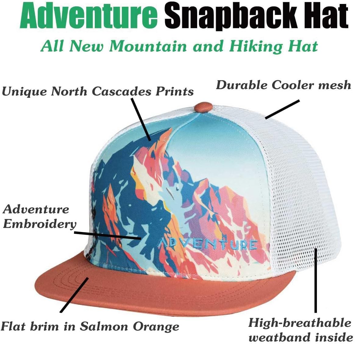 EDTREK Adventure Snapback Hat - Surf Hat - Beach Hat - Hiking Trucker Hat - Flying High Hat - Image 3