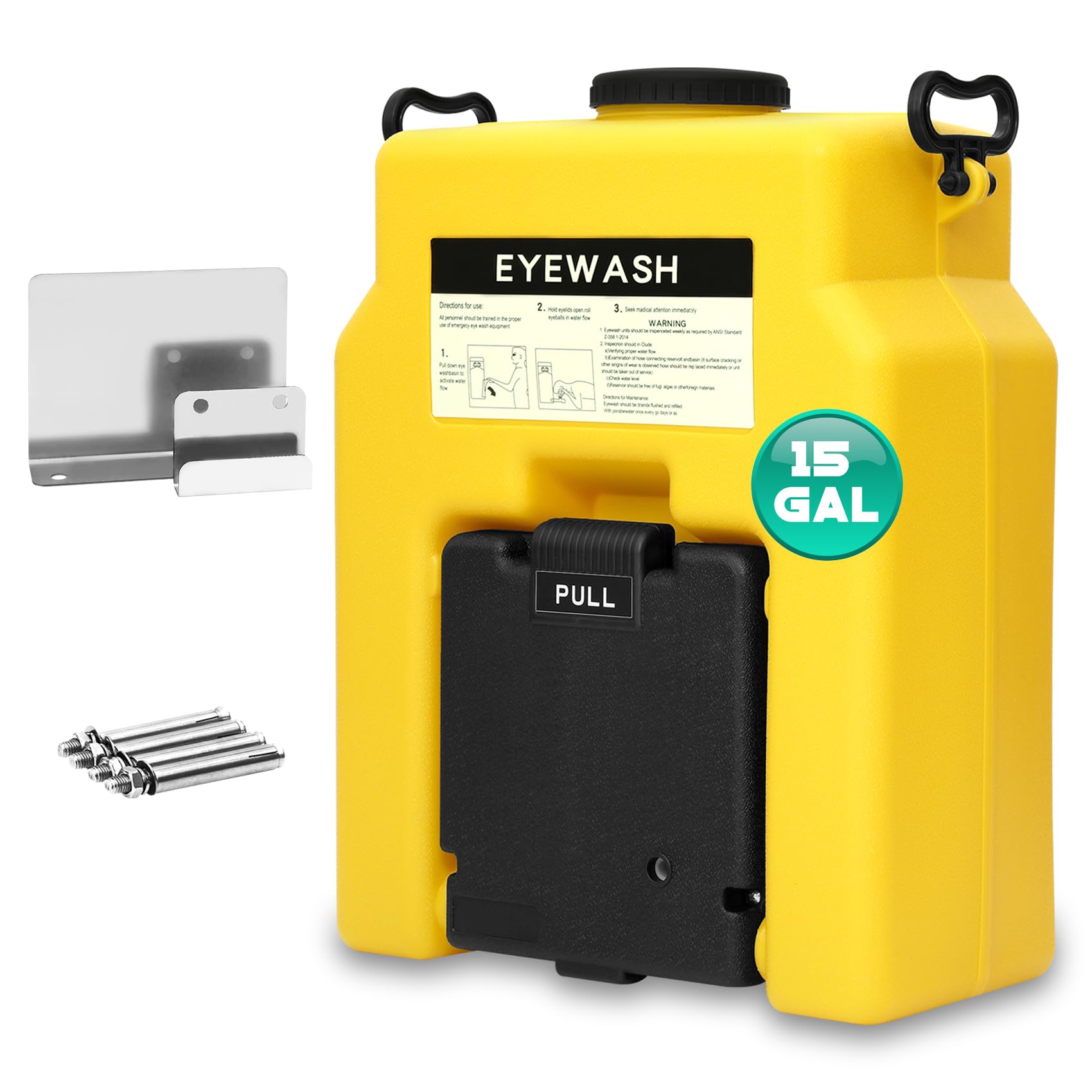 Portable 15 Gallon Eye Wash Station OSHAApproved,Dual Spray,Not Easily Leaked,Wall Mounted Eye