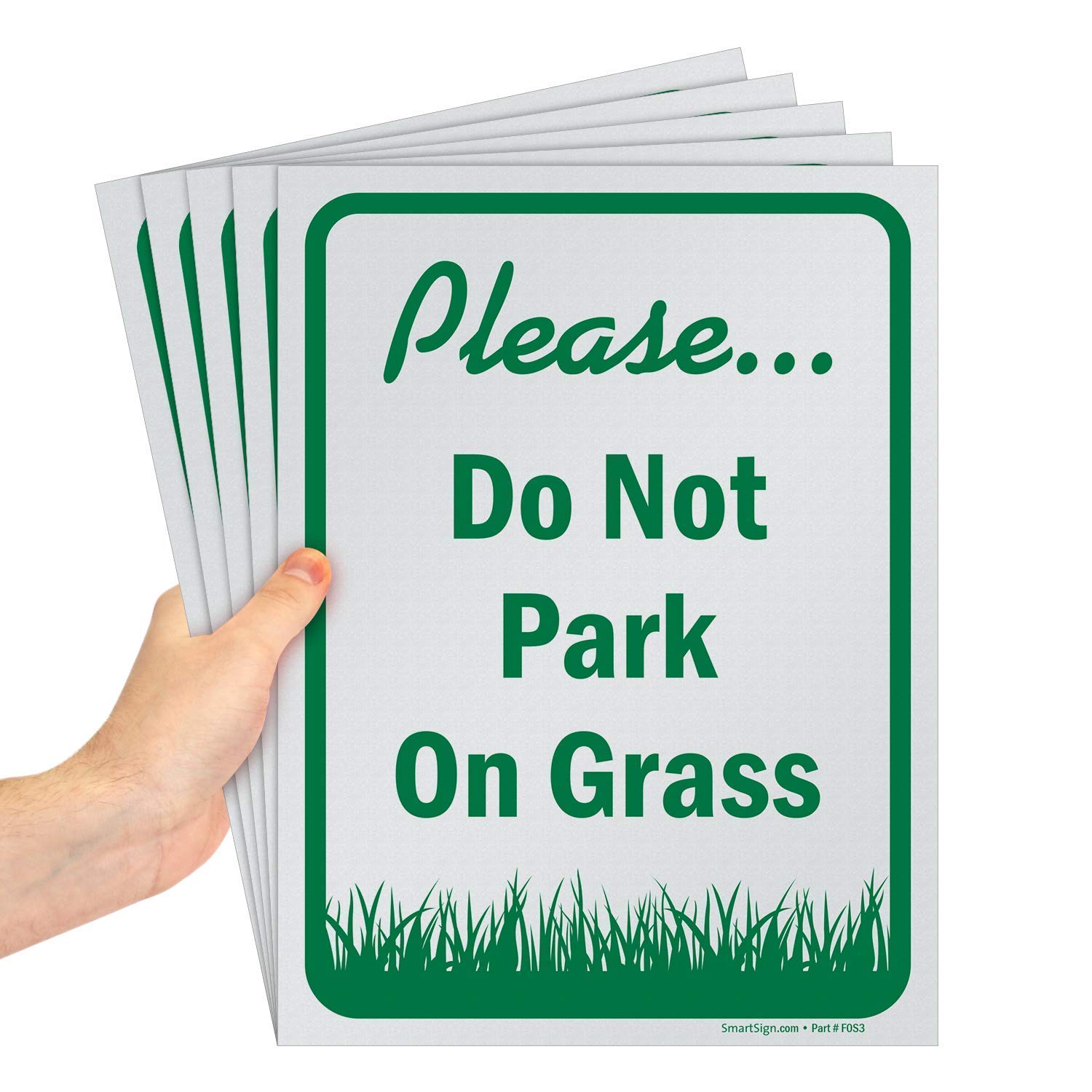 SmartSign 12" x 18" (2-Pack) Please Do Not Drive Or Park On Grass Yard Sign with 15" tall Metal H-Stake, Double-Sided, Large 160 mil Thick Corrugated Plastic Lawn Signs, Water Resistant