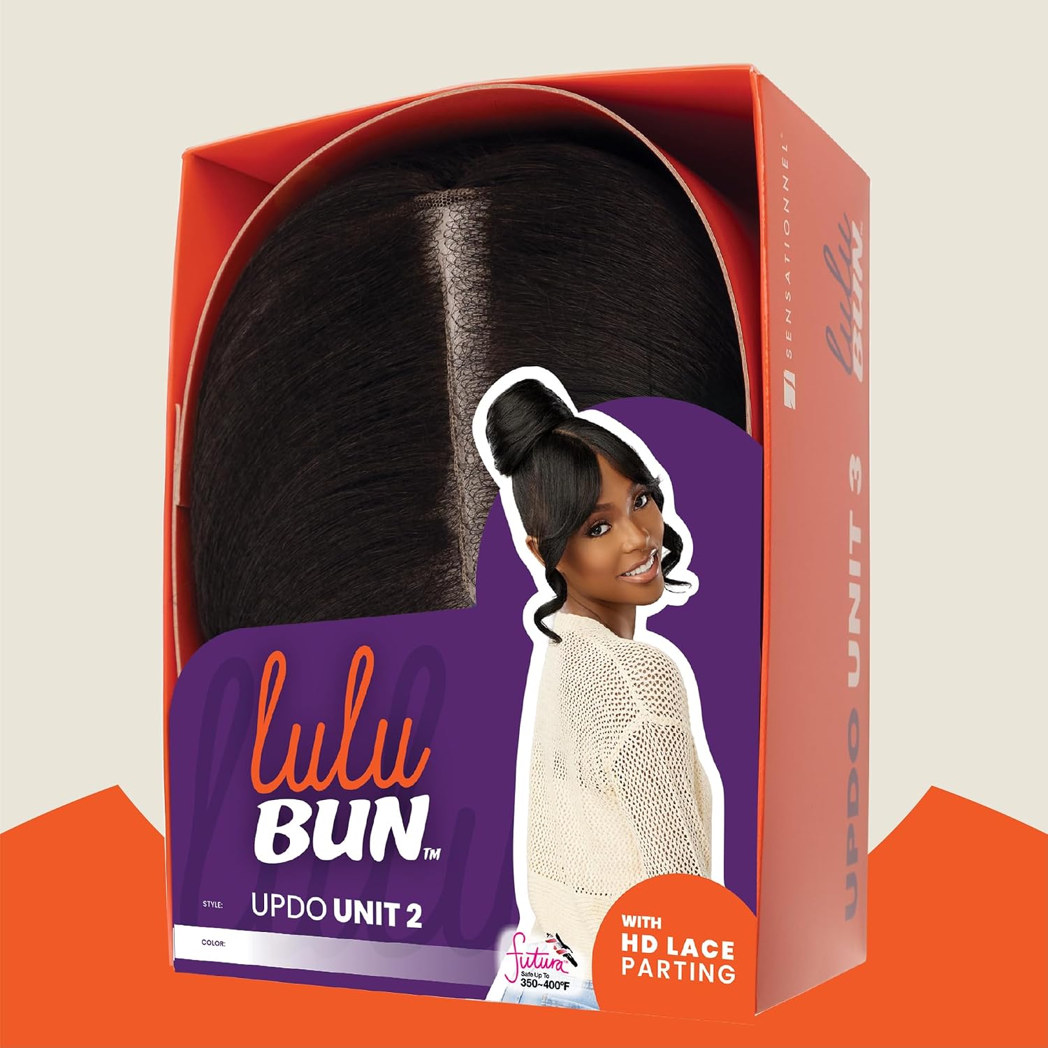 Sensationnel Lulu bun updo hairextensions - unit 2 synthetic 3x3.5 hd lace parting quick and easy wear hair wig piece (F1B/BG)