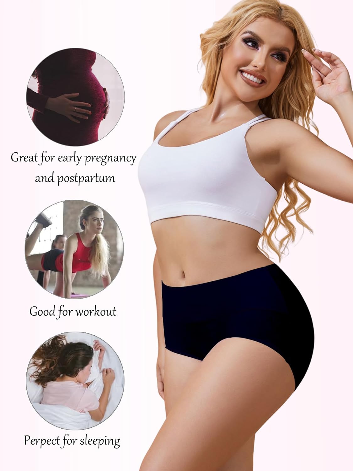 Buankoxy Women High Waist Cotton Full Coverage Briefs Soft Stretch Panties Underpants 6 Pack - Image 4