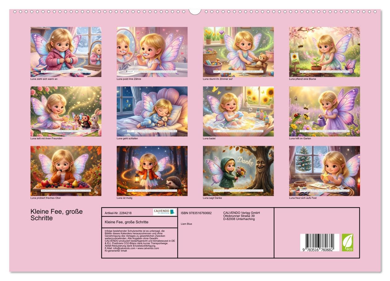 Kleine Fee, große Schritte (hochwertiger Premium Wandkalender 2027 DIN A2 quer), Kunstdruck in Hochglanz: Luna entdeckt die Welt - Monat für Monat (CALVENDO Menschen)