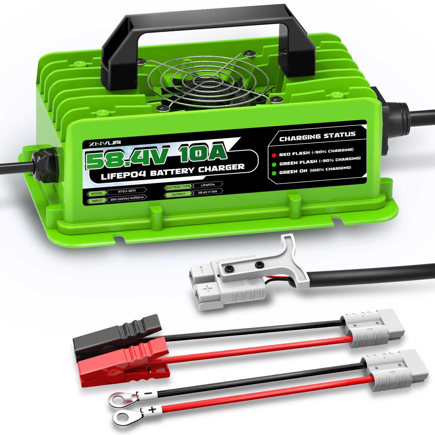 LiFePO4 Caricabatterie intelligente automatico da 58,4V 10A progettato per batterie al litio LiFePO4 da 48V (51,2V)