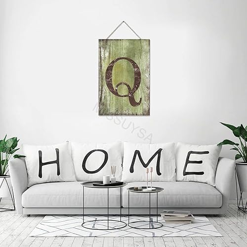 Vista 347 de Letrero colgante de madera con letra J, letrero de madera para decoración del hogar, 26 letras del alfabeto de metal, placa de madera, decoración