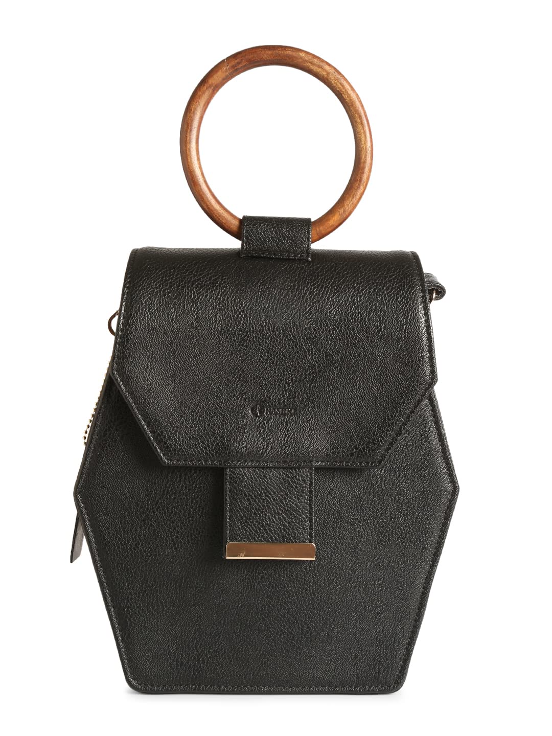 RASHKI ESA BLACK - Womens Vegan Leather Hand Bag | Real Wood Handle | Spacious Compartment | Flip Closure (B09XXNHBRV) Amazon Price History, Amazon Price Tracker