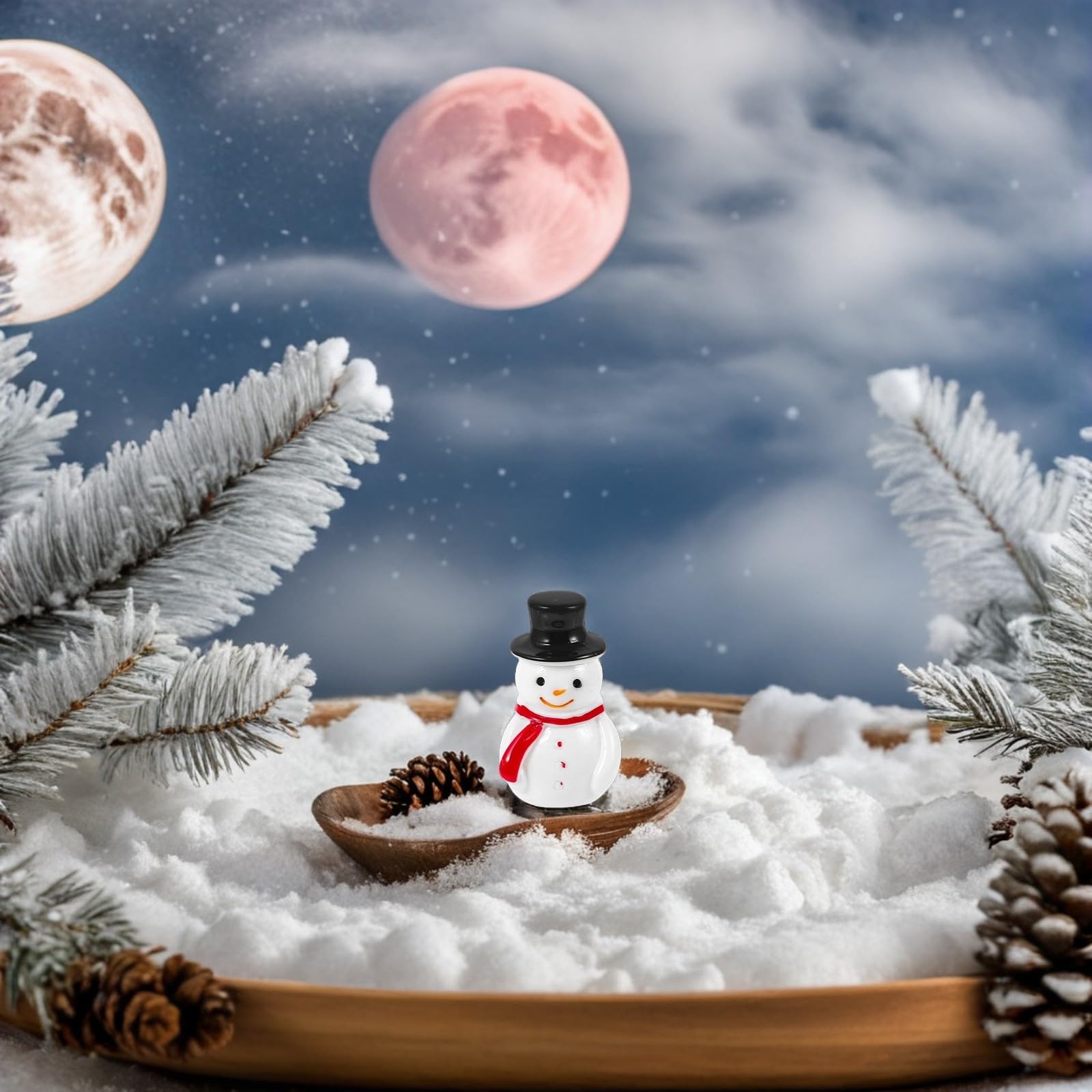 BESPORTBLE 20 Pezzi Statuetta Omino di Neve Natalizio Mini in Resina Nero