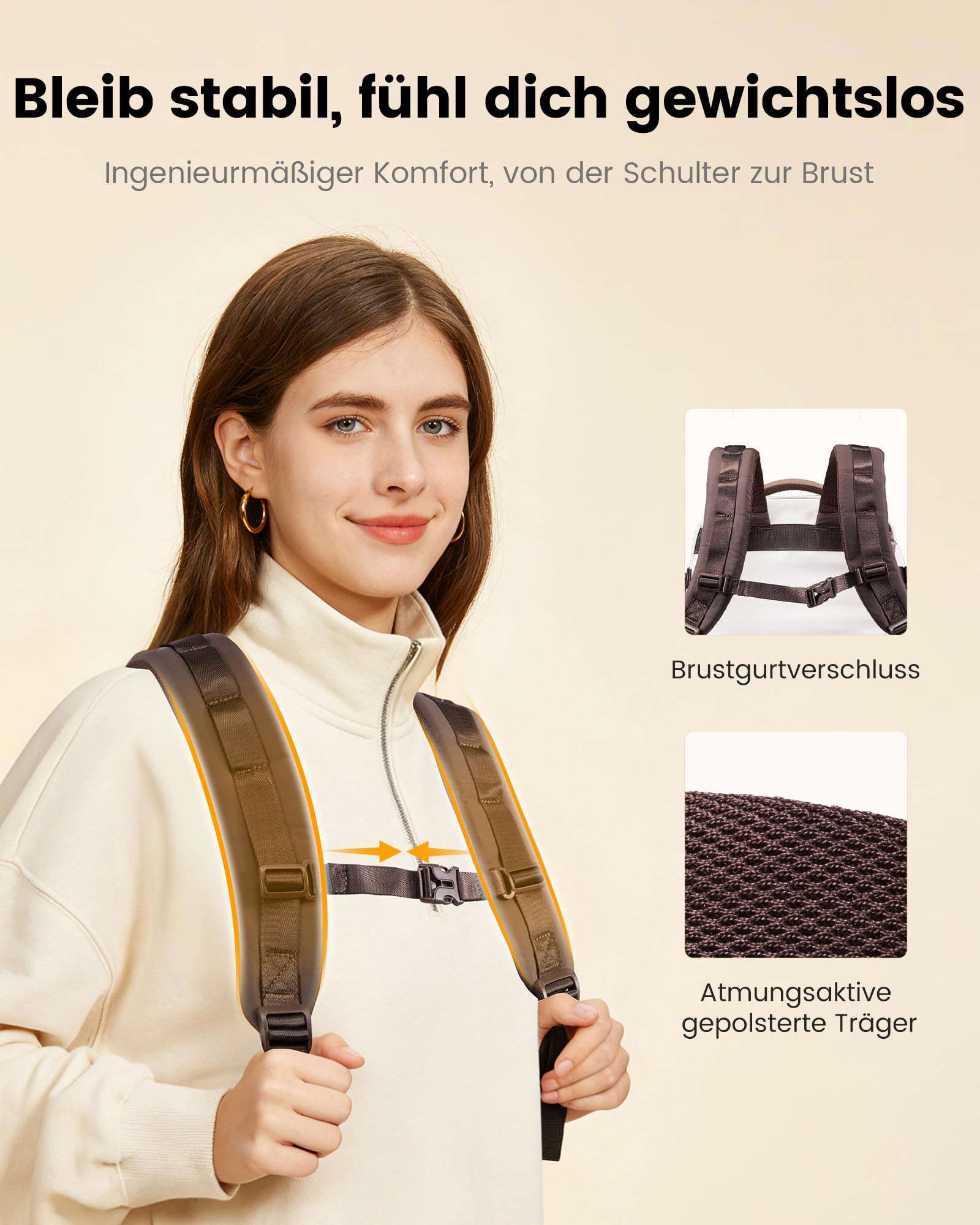 LOVEVOOK Reiserucksack Handgepäck Flugzeug 50L Groß Rucksack Damen | Travel Backpack für 15,6 Zoll Laptop, Carry on Kofferrucksack Rücksack für Reisen Weekender Arbeit Geschäftsreise Business