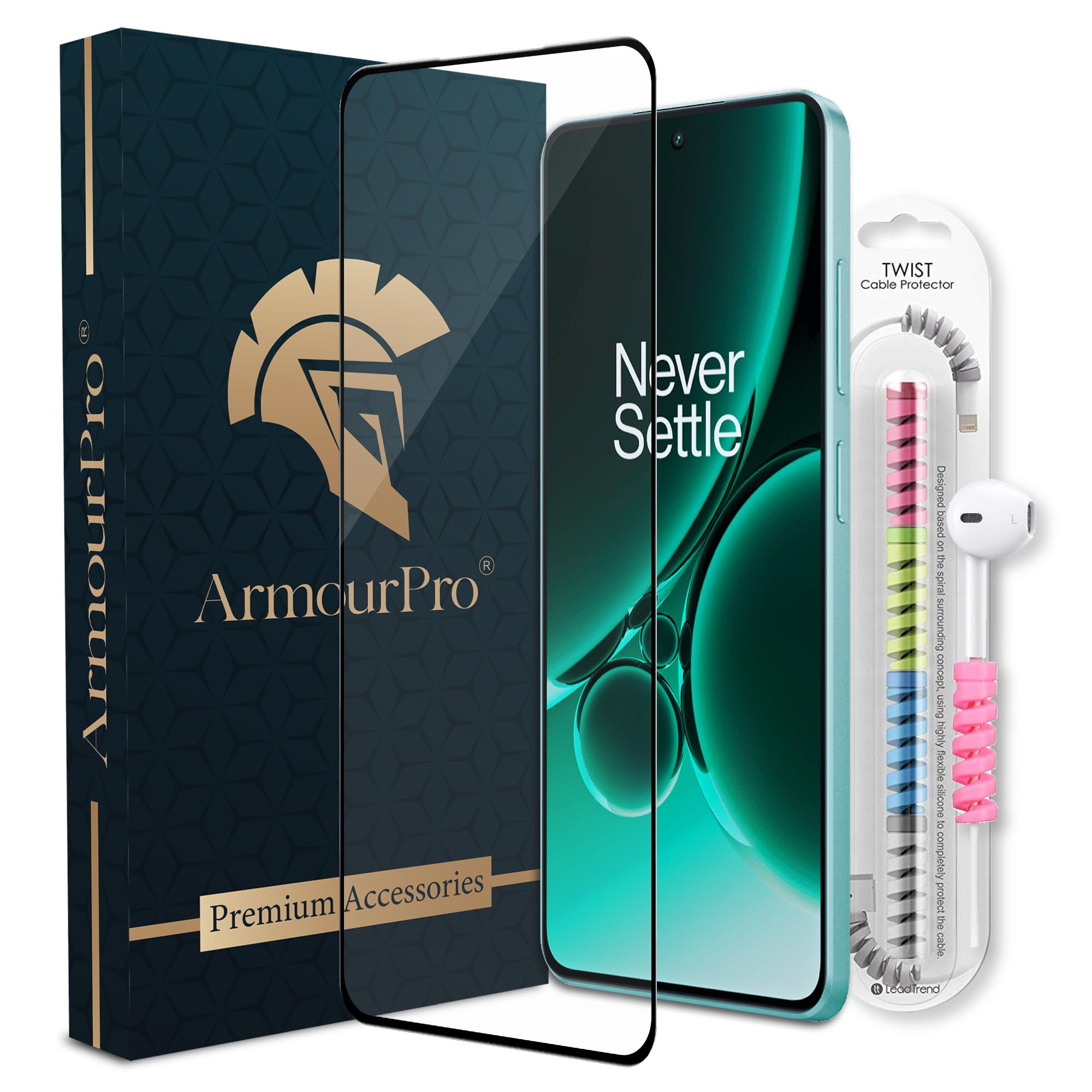 ArmourPro Premium Tempered Glass for OnePlus Nord CE 3 5G / Nord CE 4 / Nord CE 4 Lite with Edge to Edge Full Screen Coverage and Cable Protector and Easy Installation Kit, Pack of 1 | Black Border (B0CH7234R6) Amazon Price History, Amazon Price Tracker