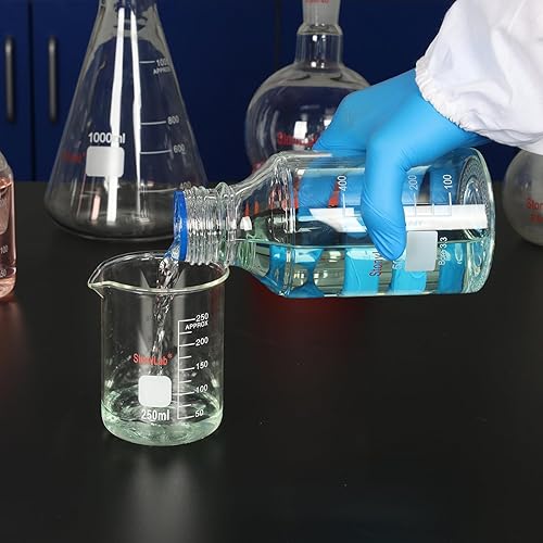 Miniatura 8 de stonylab Botellas de almacenamiento graduadas con tapa de rosca GL45, 67.6 fl oz de vidrio de borosilicato, botellas redondas de almacenamiento de