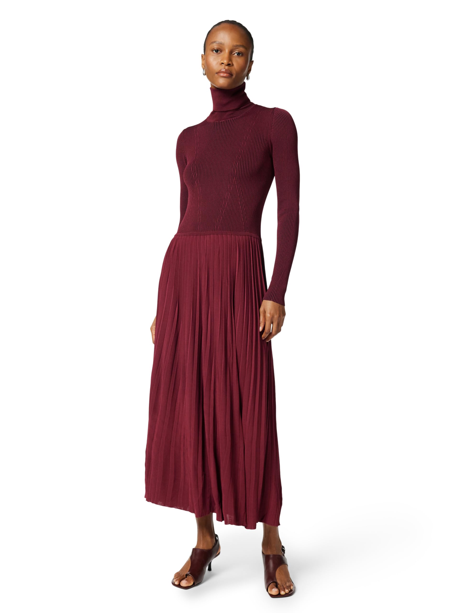 Pleated long dress - RED - XL
