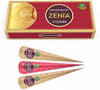 Zenia (Pack of 3) 100% Natural Henna Hair Color Paste Hair Dye Cones Dark Reddish-Brown Color 25g Each Cone